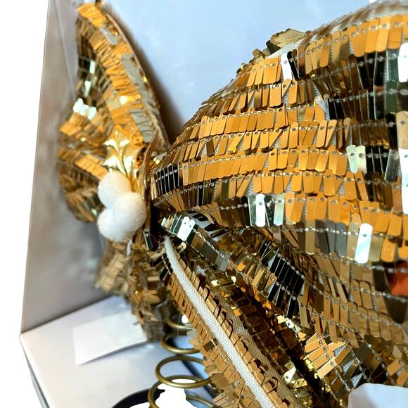 Bella Lux GOLD BOW Tree Topper Christmas Sparkle Viral 11x12  NEW - Picture 9 of 9